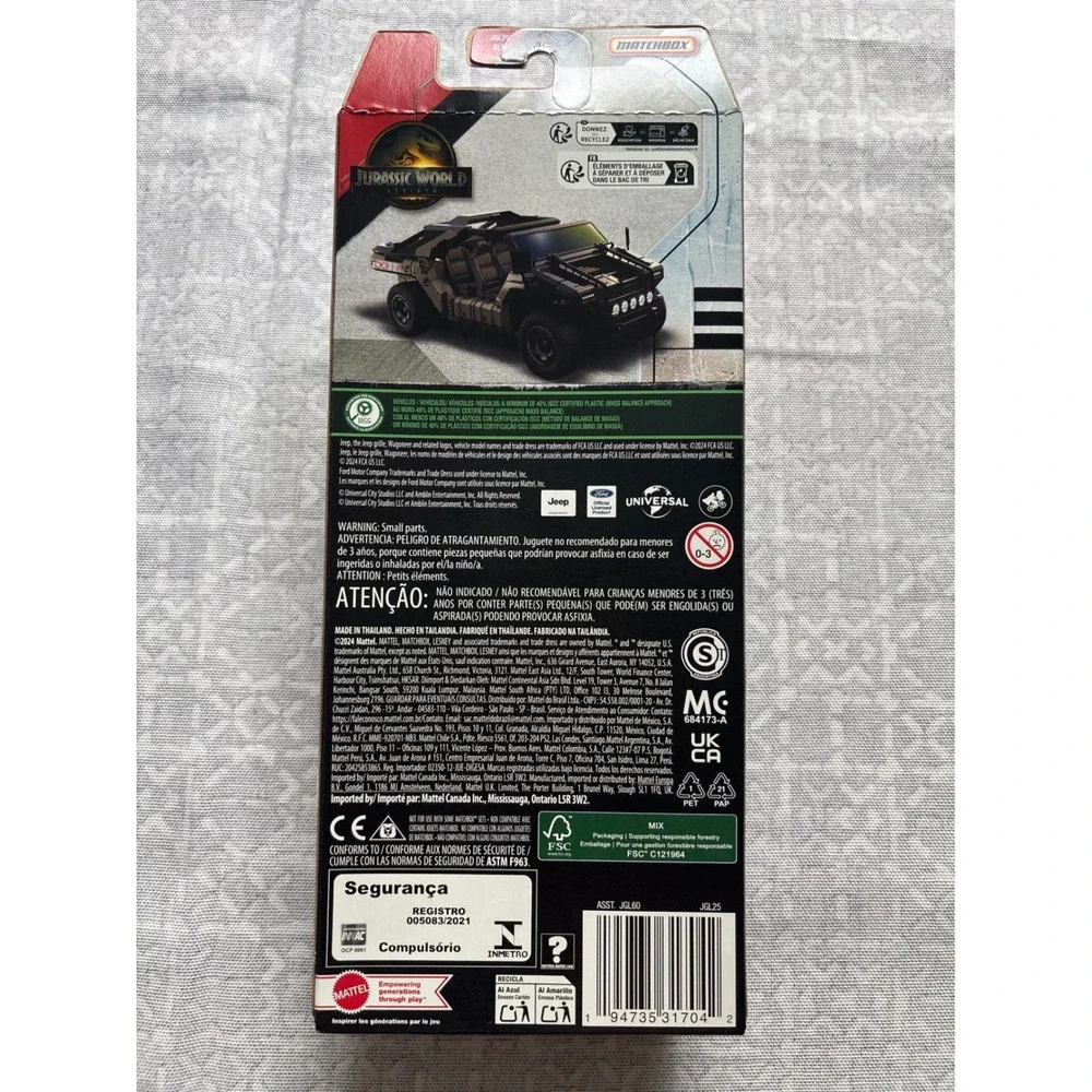 Matchbox Jurassic World Rebirth 5-Pack Multi-Color Movie Die-Cast Vehicle Set